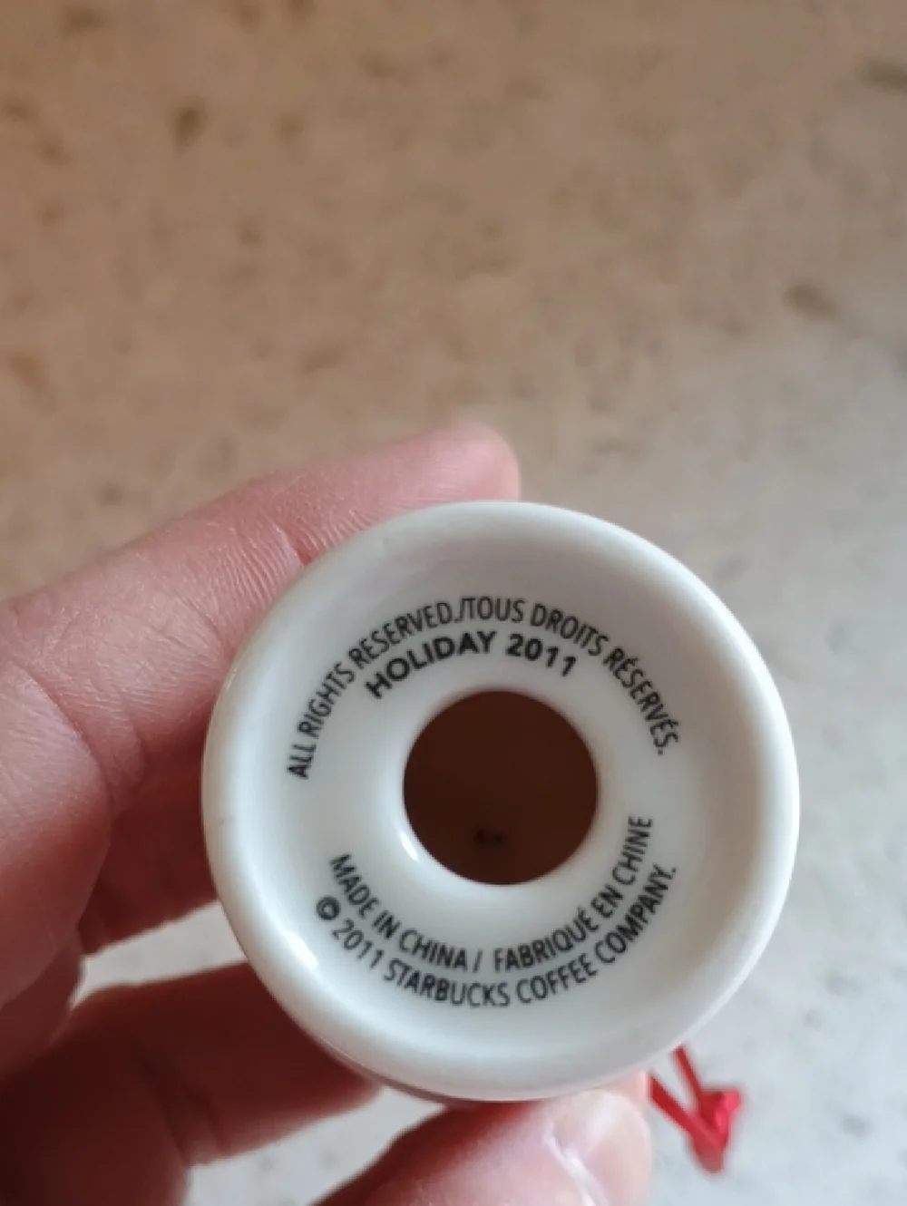 2011 Starbucks Red Holiday Mini Cup Ceramic Ornament